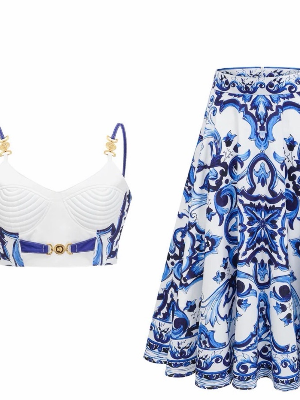 Blue & White Printed Maxi Skirt - Versace